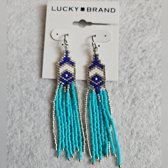 Lucky Brand Blue and Silver Beaded Earrings - Picture 3 of 8